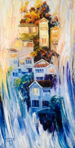 Z Wellington Houses - cityscape, impressionism