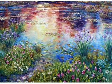 Z—Our Pond in Spring, expressionist impressionism with inspiration from Monet