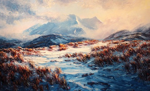 Z—Snow, Ruapehu - NZ mountains landscape painting 
